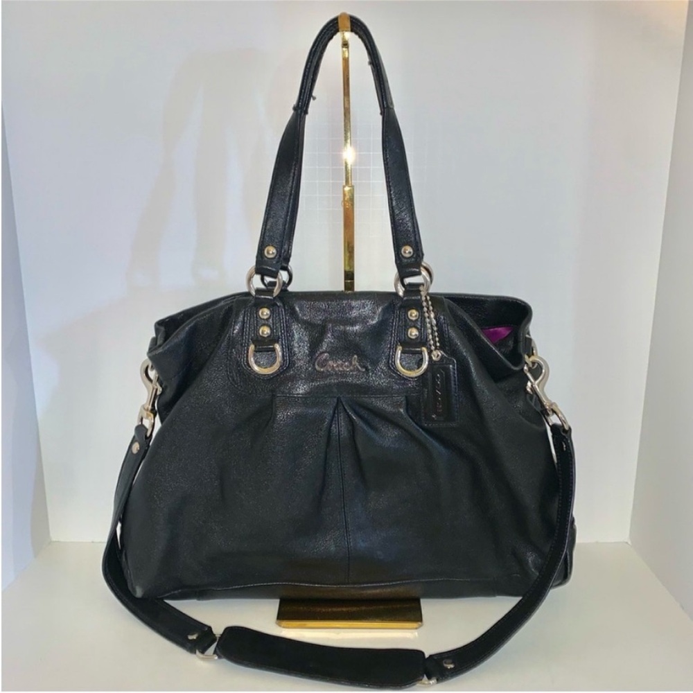 Coach Black Leather Satchel with silver Hardware
